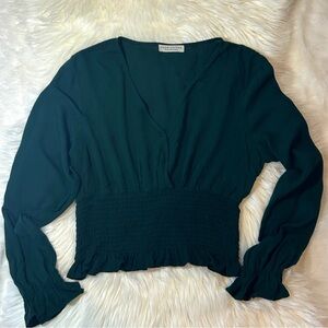 Last chance* Paper Crane Green Smocked Crop Blouse – Size M Boho Chic